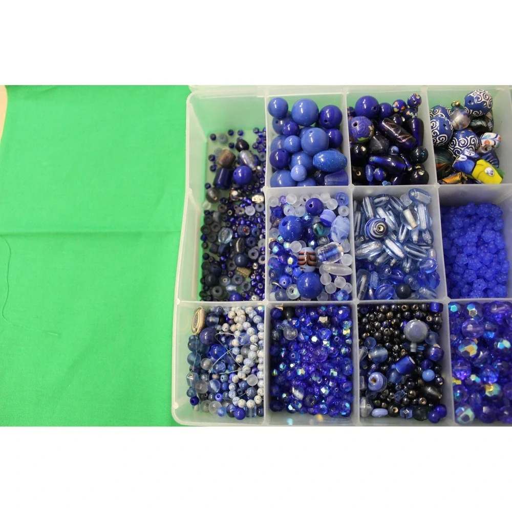 Vintage Blue Bead Assortment, Upcycled Jewelry Making Supplies